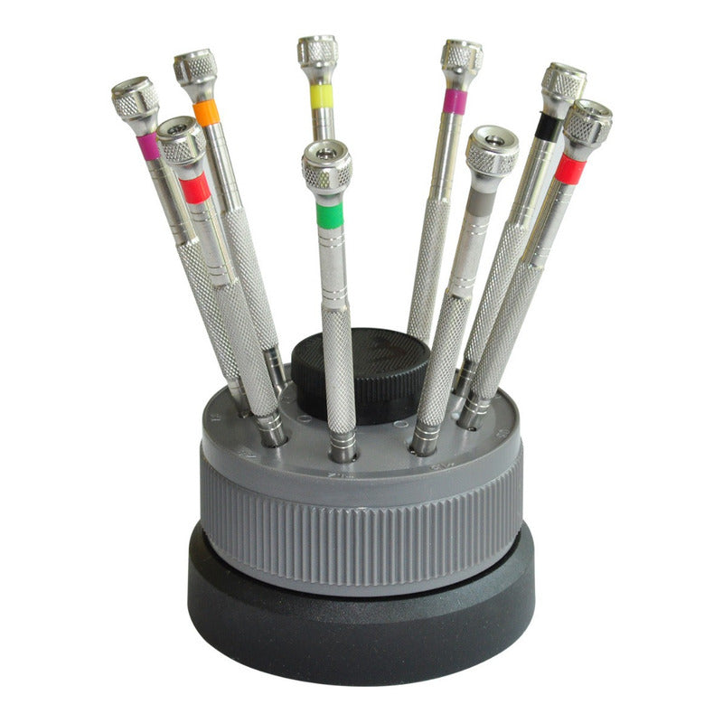 Desarmadores De Relojero Con Zócalo Giratorio, Juego De 9 Pz